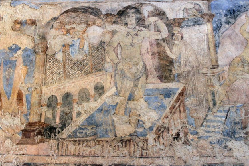 Historic Qasr Amra fresco accompanying the essay